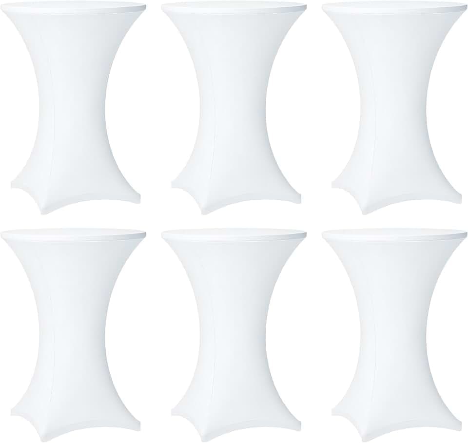 Cocktail Table Covers - 6 Pack 32x43 Inch Table Cloth - White