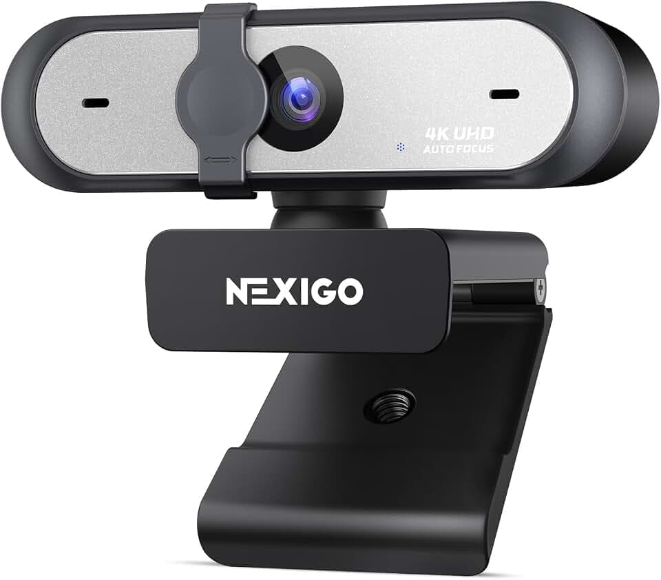 NexiGo N660P Pro 4K Webcam with Distortion-Free Lens, 1080p 60 fps Autofocus USB Streaming Camera, 3DNR, Noise-Canceling Mics & Privacy Cover, Web Cam for Gaming/Live Streaming/PC/Mac/Switch 2, Black