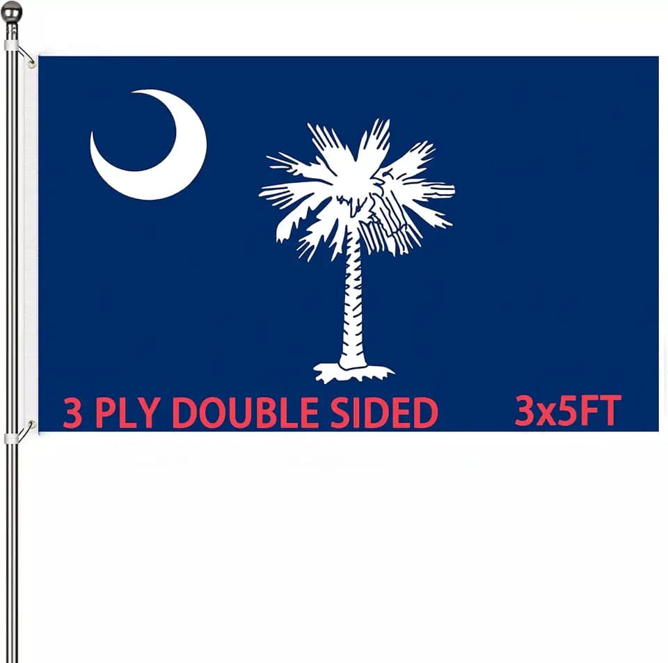 South Carolina State Flag Heavy Duty double sided 3 Ply 3x5 Feet SC Canrolina Flags with Brass Grommets, Fade-Resistant for Home, College Dorm Decor, Outdoor, Indoor