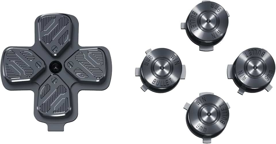 eXtremeRate Aluminium Knöpfe für ps5 Controller, DIY-Ersatz D-Pad & Action Buttons Custom Metall Steuerkreuz/Aktion Tasten Zubehör für ps5-KEIN Controller(Schwarz Grau)