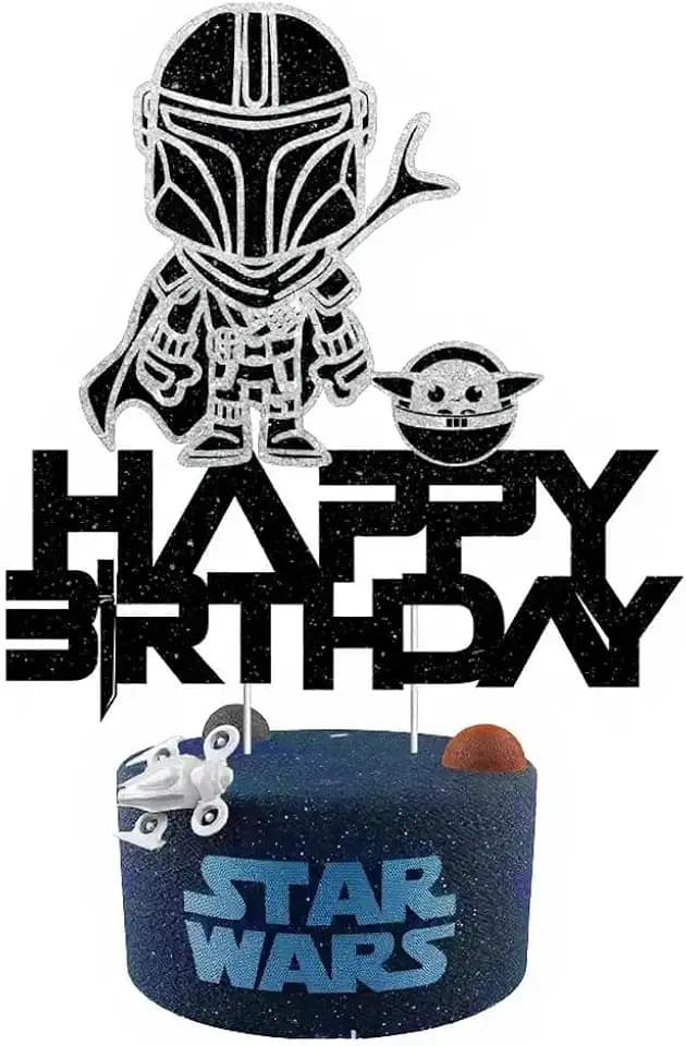 Grogu Cake Decorations, Cartoon Happy Birthday Cake Toppers, Alien War Theme Party Supplies, Birthday Decorations for Boys