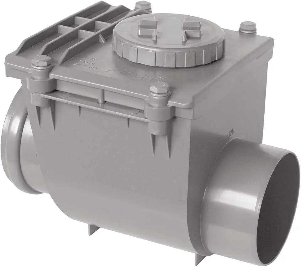 First Plast nro125g Rückstauklappe aus PVC mit O-Ring, grau, Durchmesser 125 mm