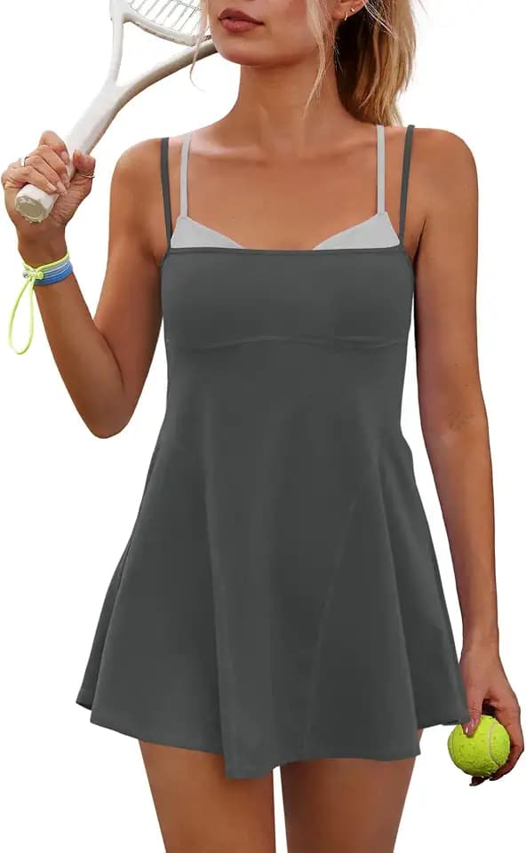 Yanekop Tennis Dresses for Women with Shorts and Bra Athletic Dress Romper