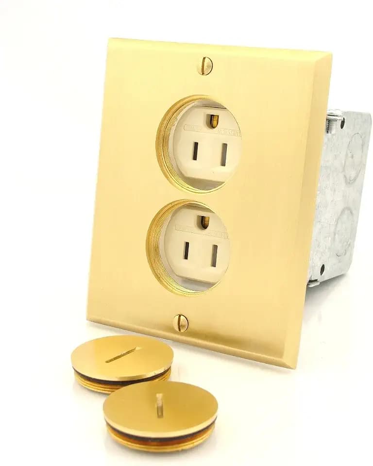 Leviton 15 Amp, 125 Volt, Tamper-Resistant Duplex Receptacle, Straight Blade, Commercial Grade, Self Grounding, 25249-TFB, Brass Finish