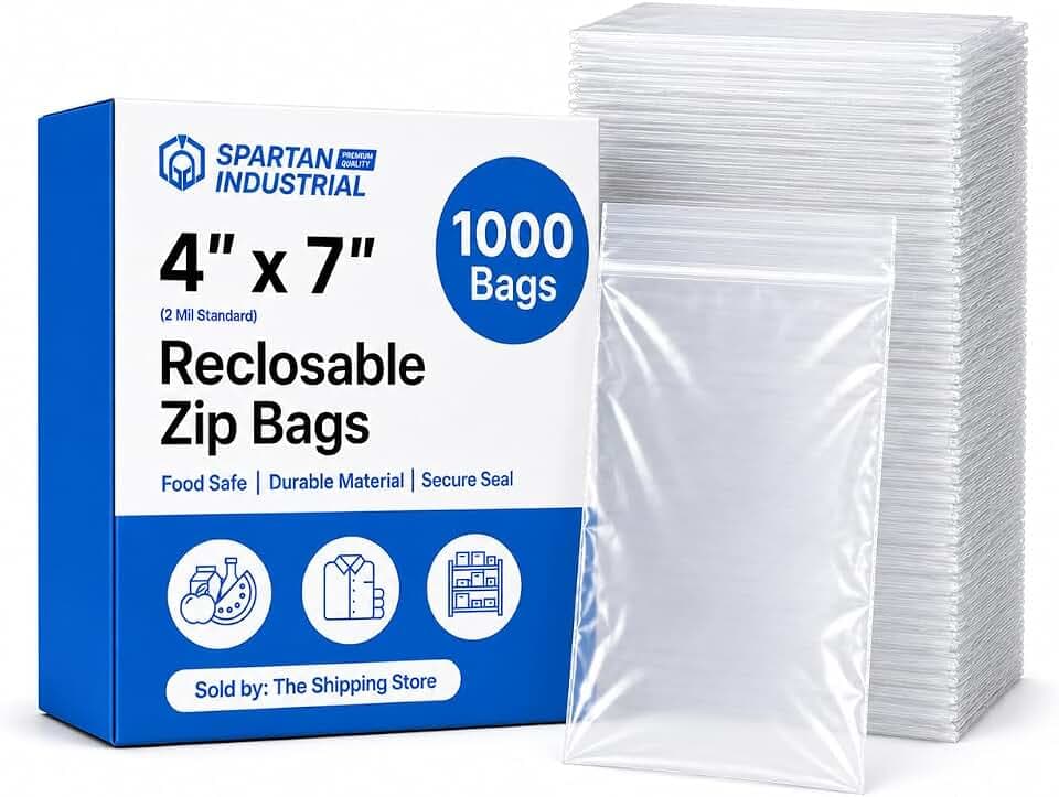 4” X 7” (1000 Count) 2 Mil Clear Reclosable Zip Plastic Poly Bags