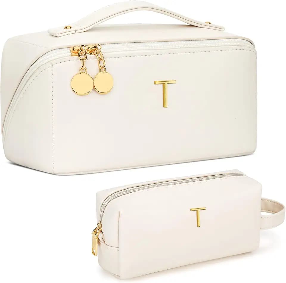 KKXIU Initial Makeup Bag for Women, Personalized Gifts for Women