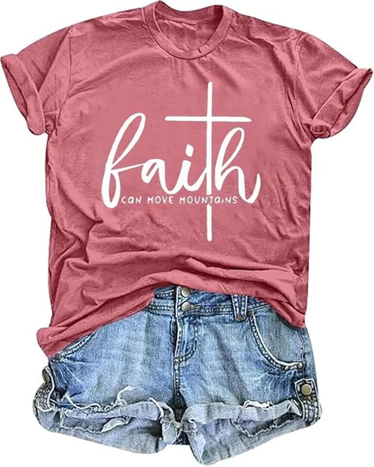 Christian Graphic T Shirt for Women Bible Verse Saying Faith Shirts Jesus Religious Tshirts Inspirational Tees Tops
