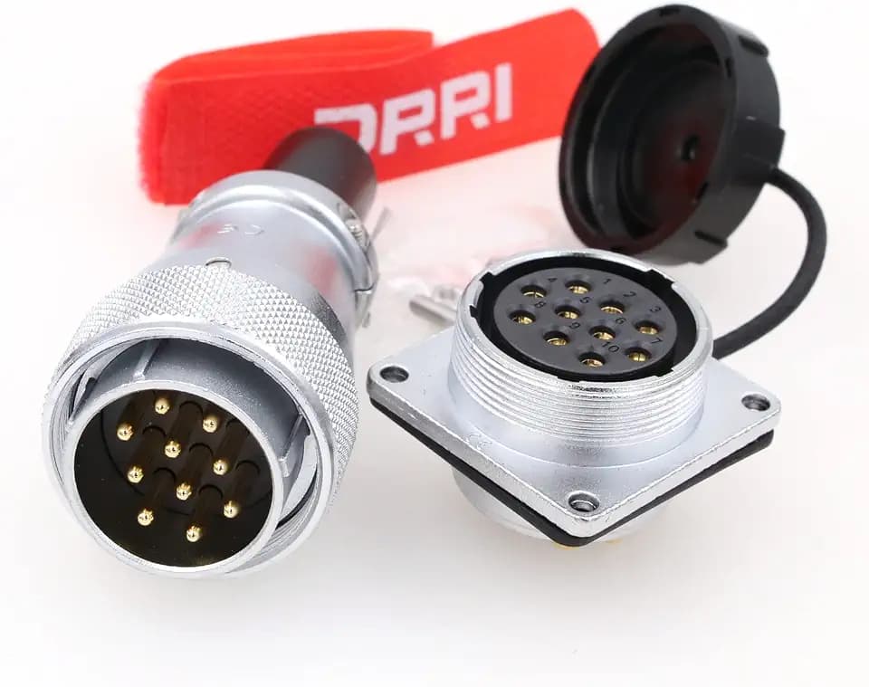 WEIPU WS28 10-Pin AC DC Circuit Signal LED Heavy Duty Industrial Bulkhead Male Plug Female Socket Square Flange Panel Metal Aviation Circular Connector