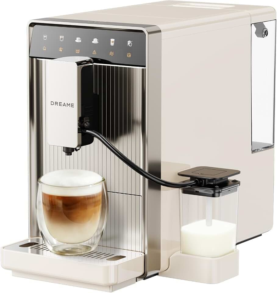 dreame Ecceluxe Slim Espresso-Vollautomat Kompakte Größe, Geschmack der Meisterklasse. Vollautomatische Komplettreinigung. Ein-Tasten-Touchscreen für fünf Kaffeespezialitäten