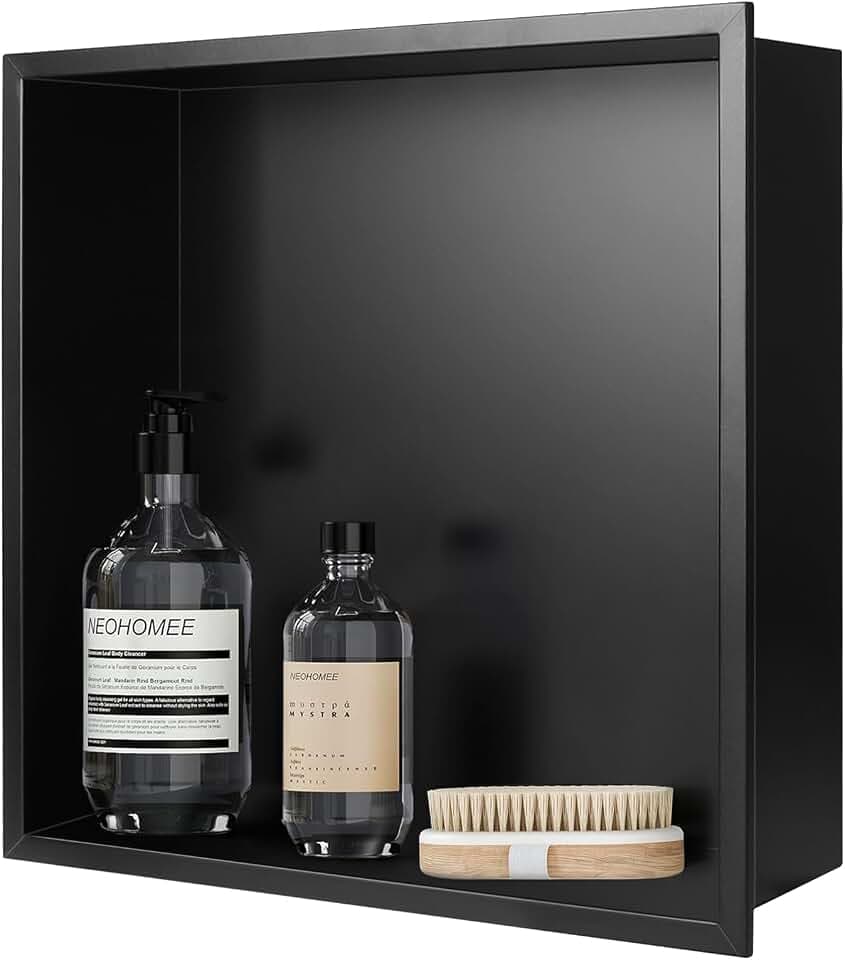 DBREAKS Wandnische Dusche Edelstahl 32 x 32 x 10 cm, Duschnische, Schwarz