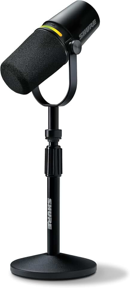 Shure MV7+ Dynamisches Podcast-Mikrofon USB-C und XLR mit Ständer - Schwarz