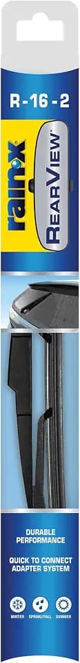 Rain-X 850216 RearView Wiper Blade 16", OEM Replacement Rear Windshield Wiper, Interchangeable Adapter for Easy Installation, All-Weather & All-Season Performance, Composite