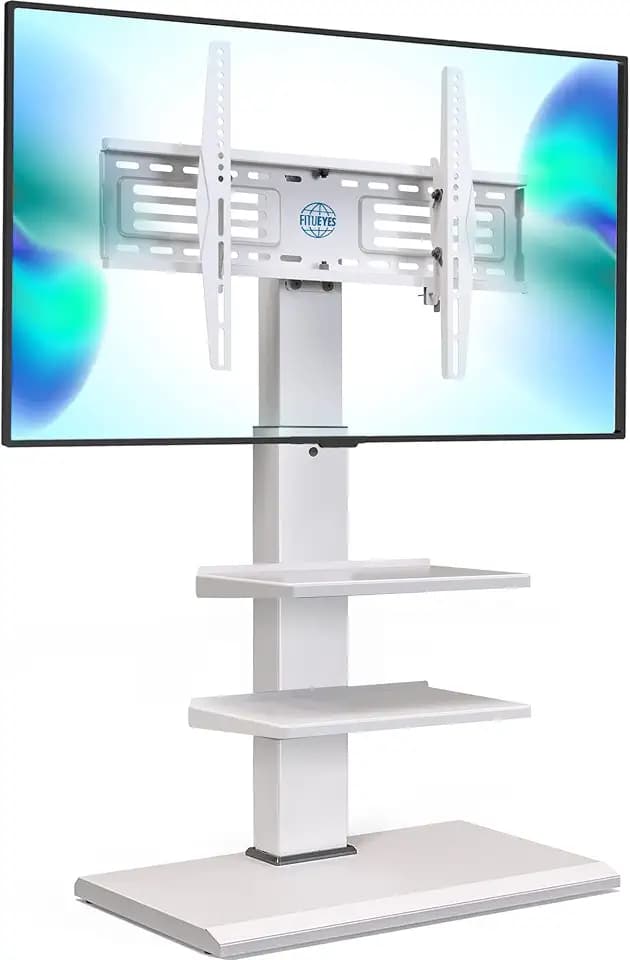 FITUEYES Universal Floor TV Stand for 32-75" TVs, Height-Adjustable, White