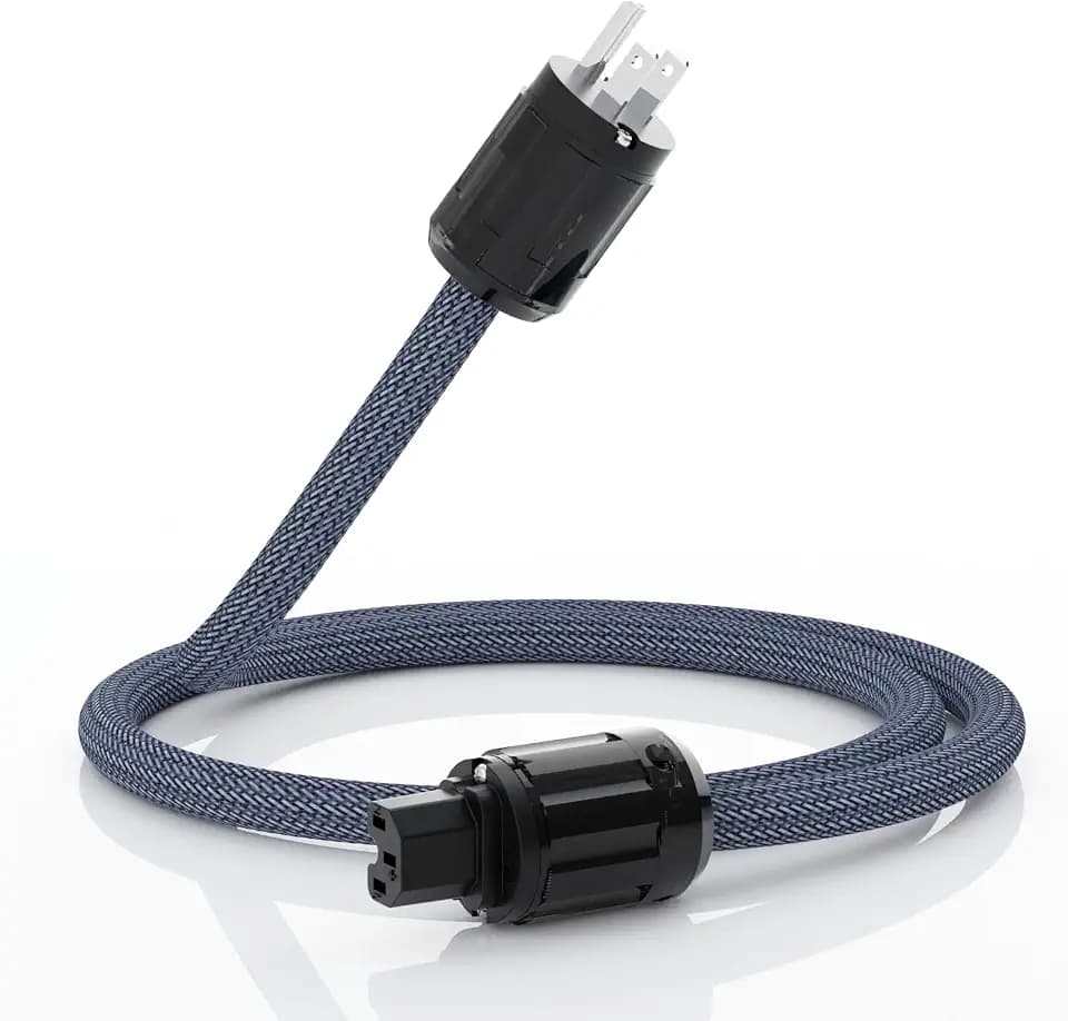 12AWG HiFi Audio AC Power Cable with 3-Prong Rhodium Plated Plugs(1.5M)