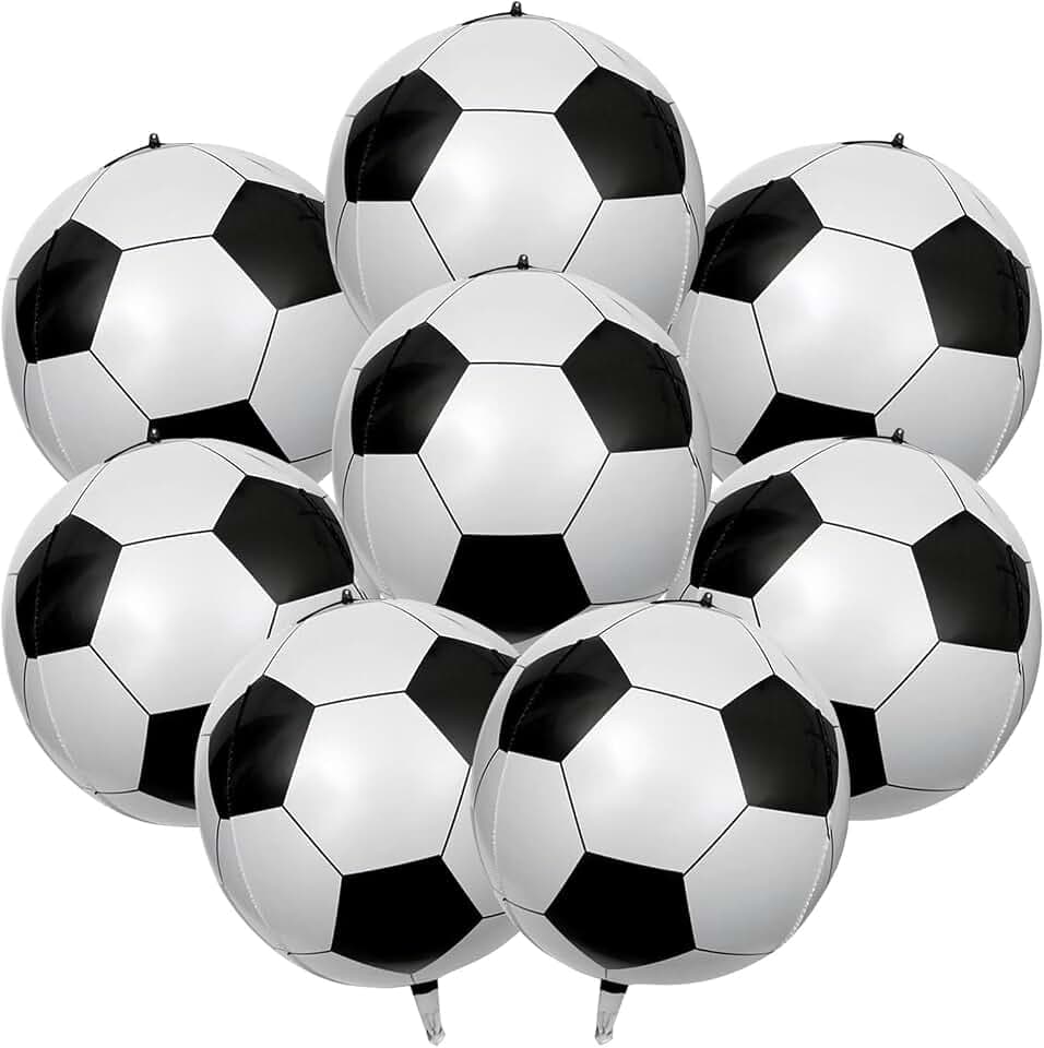 8 Pcs Soccer Foil Balloons 22 Inch 4D Soccer Ball Balloons Large Realistic Football Mylar Balloon for Global Football Tournament Baby Shower Birthday Graduate Sports Themed Party Decorations