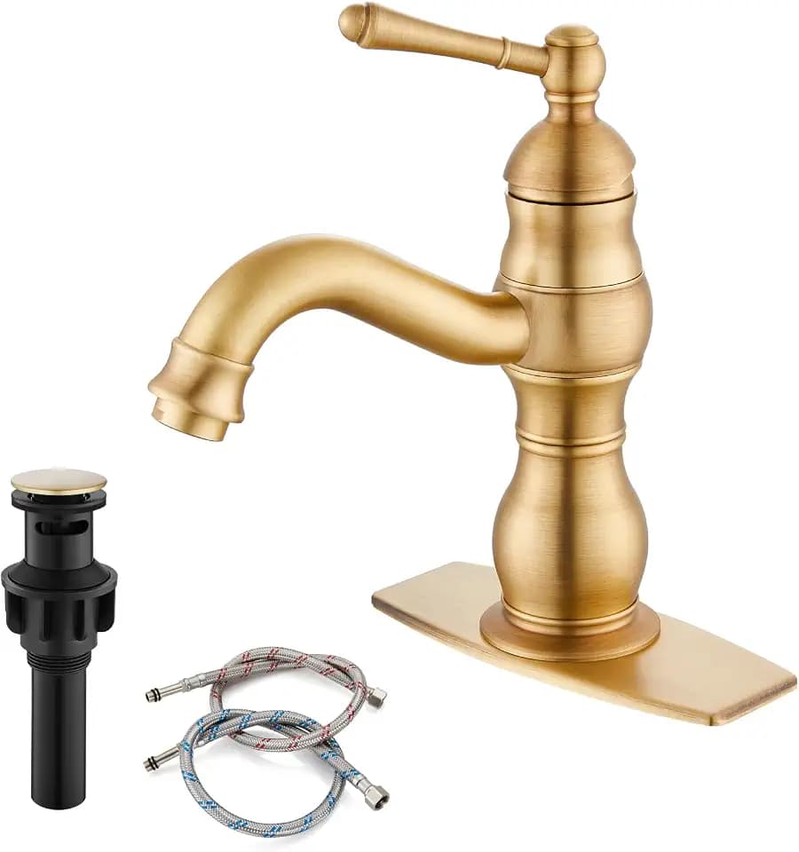 gotonovo Bathroom Faucet 1 Hole Vintage,Antique Brass,5.9” Spout Reach