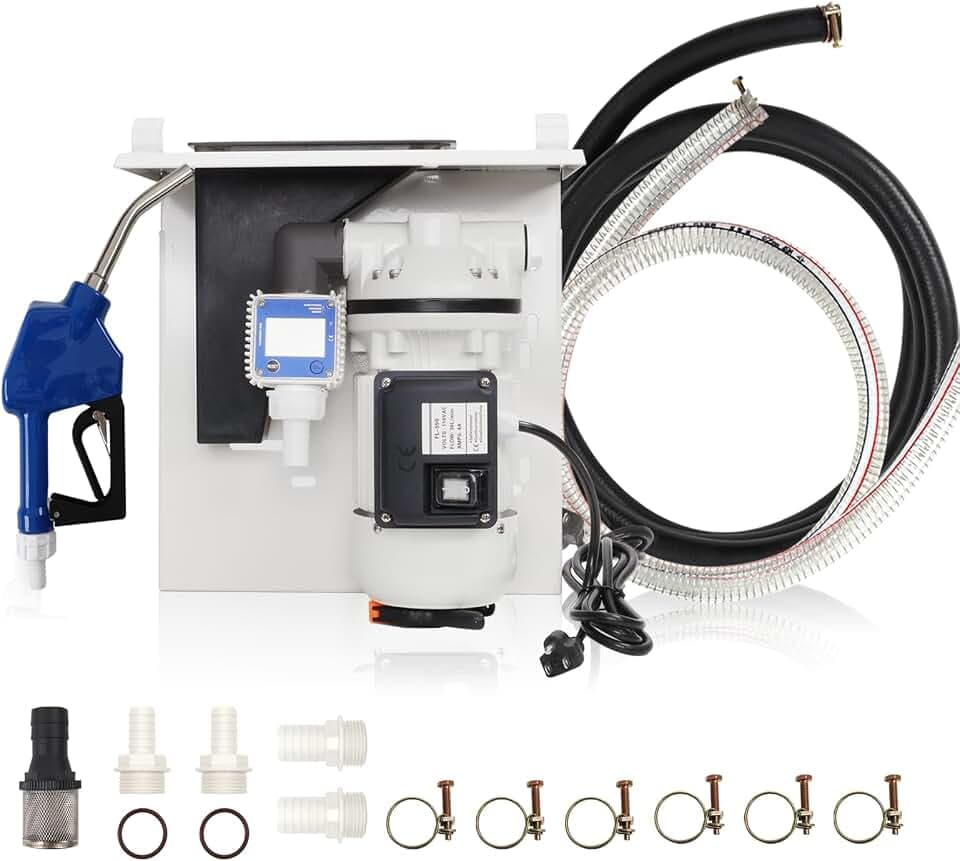 DEF Pump 110 Volt,Diesel Exhaust Fluid DEF Pump,Pump Kit for DEF, Drums, and Wall Mounts, Includes DEF Pump,Coupler,Flow Meter,SS Auto Nozzle,20' Hose