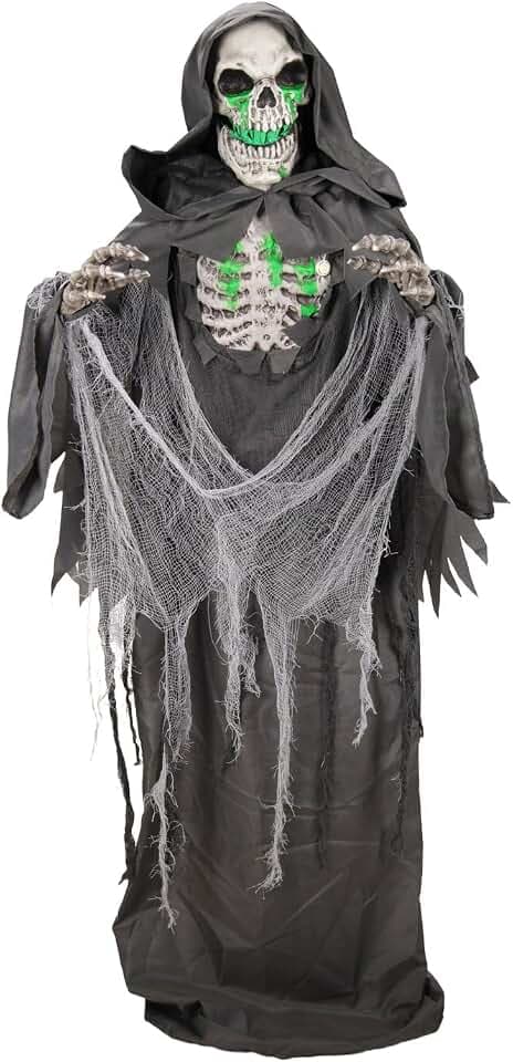 Haunted Hill Farm 5.5-Ft. Stretching Reaper Halloween Animatronic