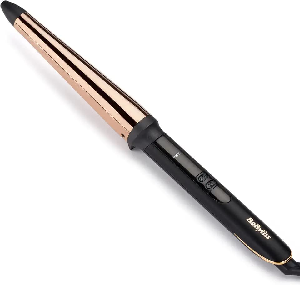 BaByliss Salon Brilliance Conical Wand, Professioneller Lockenstab mit hochwertiger Titan-Beschichtung, 19-32 mm konisches Frisiereisen, 6 digitale Heizstufen von 160°C bis 210°C, C458E