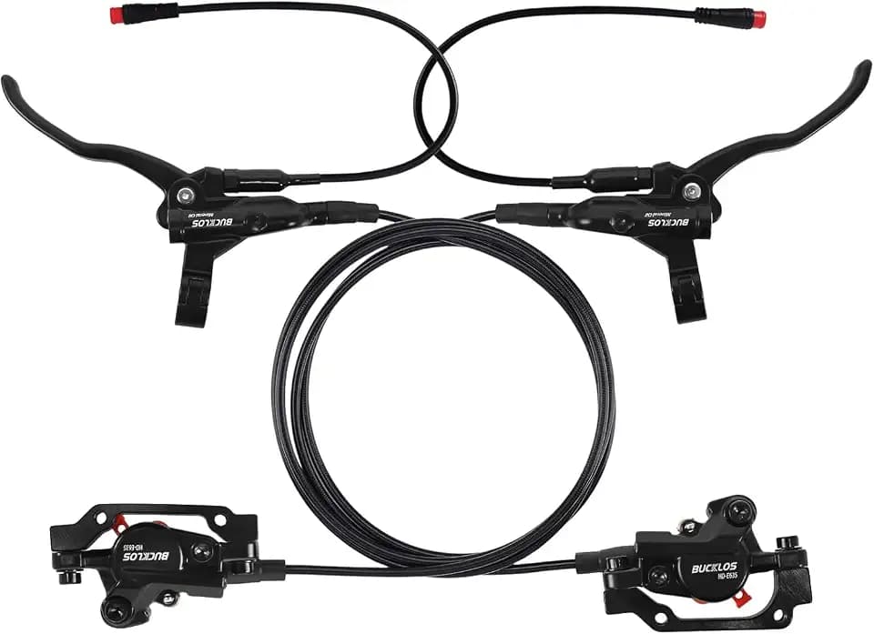 E-Bike Hydraulik-Scheibenbremsensatz – 2/4 Kolben, elektrisch abschaltbar, Links vorne 1100 mm, rechts hinten 1800 mm, Hebel aus Aluminiumlegierung für Roller/MTB-Mountainbike