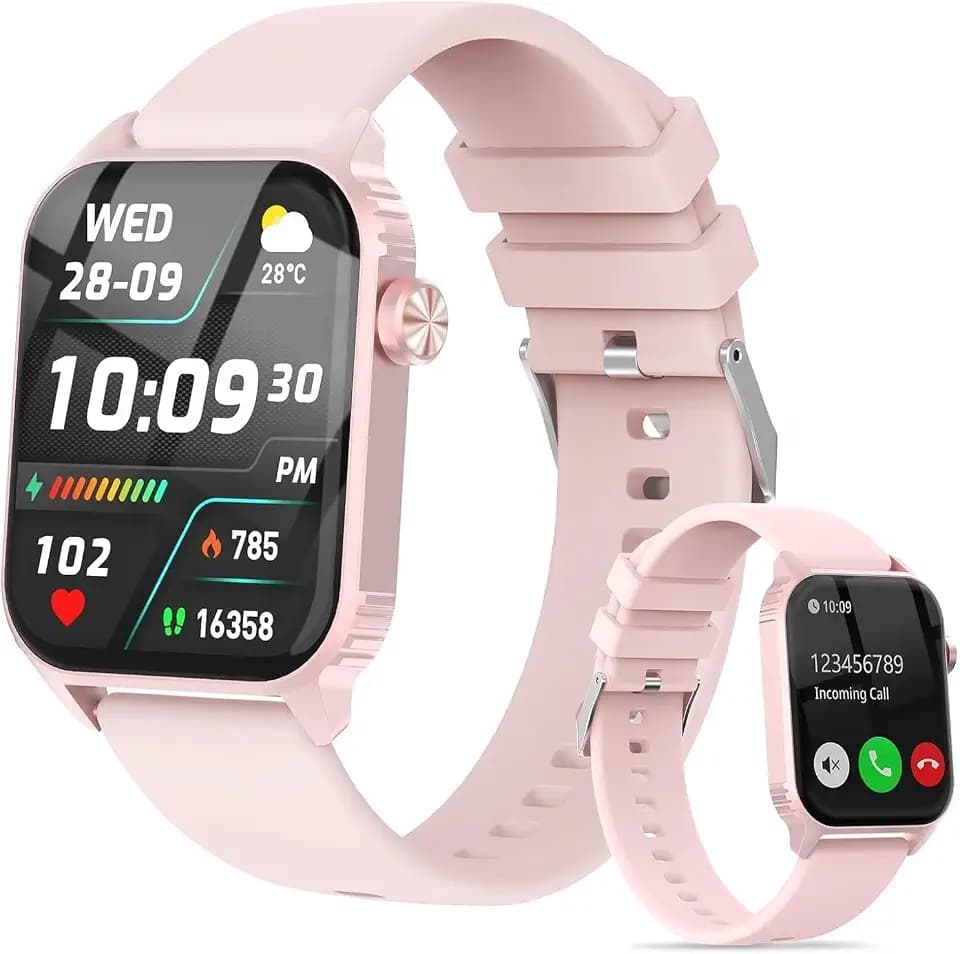 Smartwatch with 1.83 inches Screen, 120 Workout Modes, Bluetooth Call & Alarm Clock, IP67 Waterproof Smart Watch with Heart Rate, Sleep Tracker for iPhone, Android (Pink)