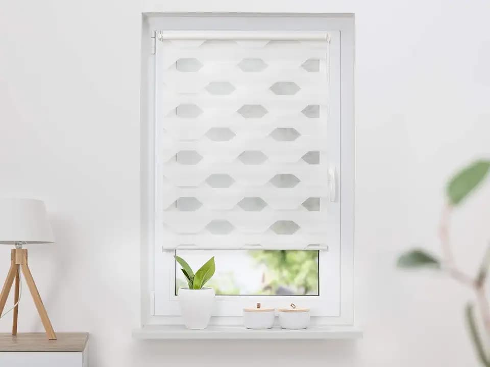 K-home® Klemmfix Doppelrollo Trapez Weiß B120 x H150 cm