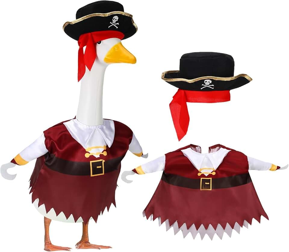 Seenelling 23 Inch Halloween Pirate Porch Goose Outfits Lawn Statue