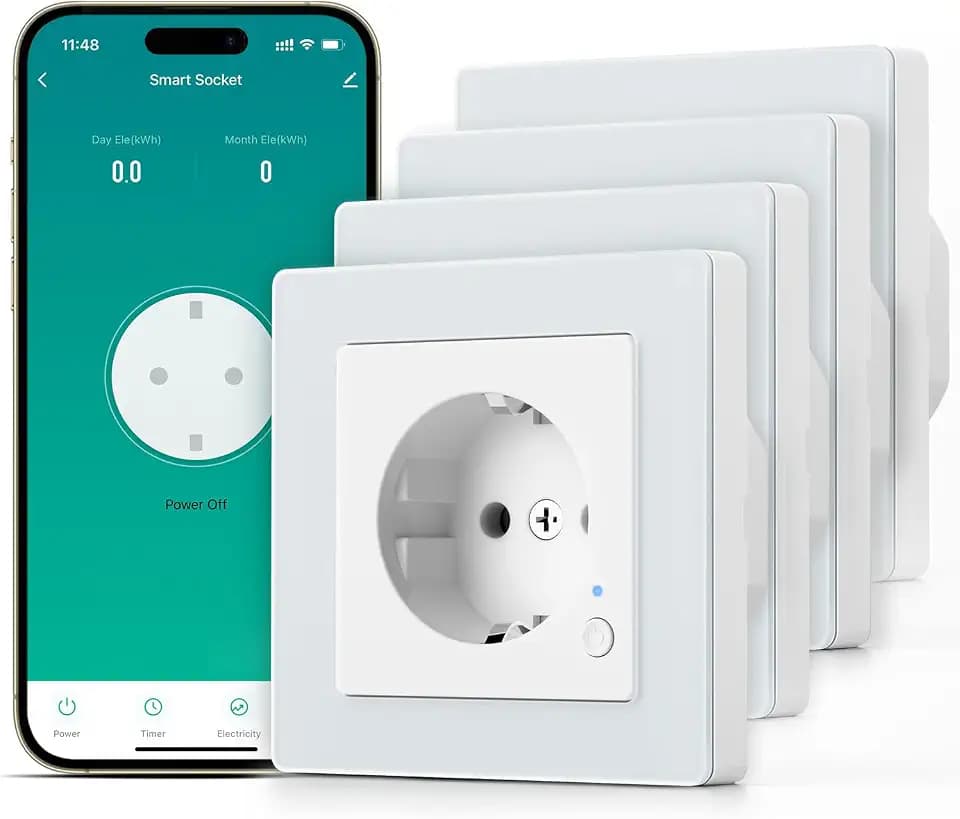 SMARTERCURRY Smart WLAN Schuko Steckdose 13A 4 Stücke Stromzähler 80 * 80mm