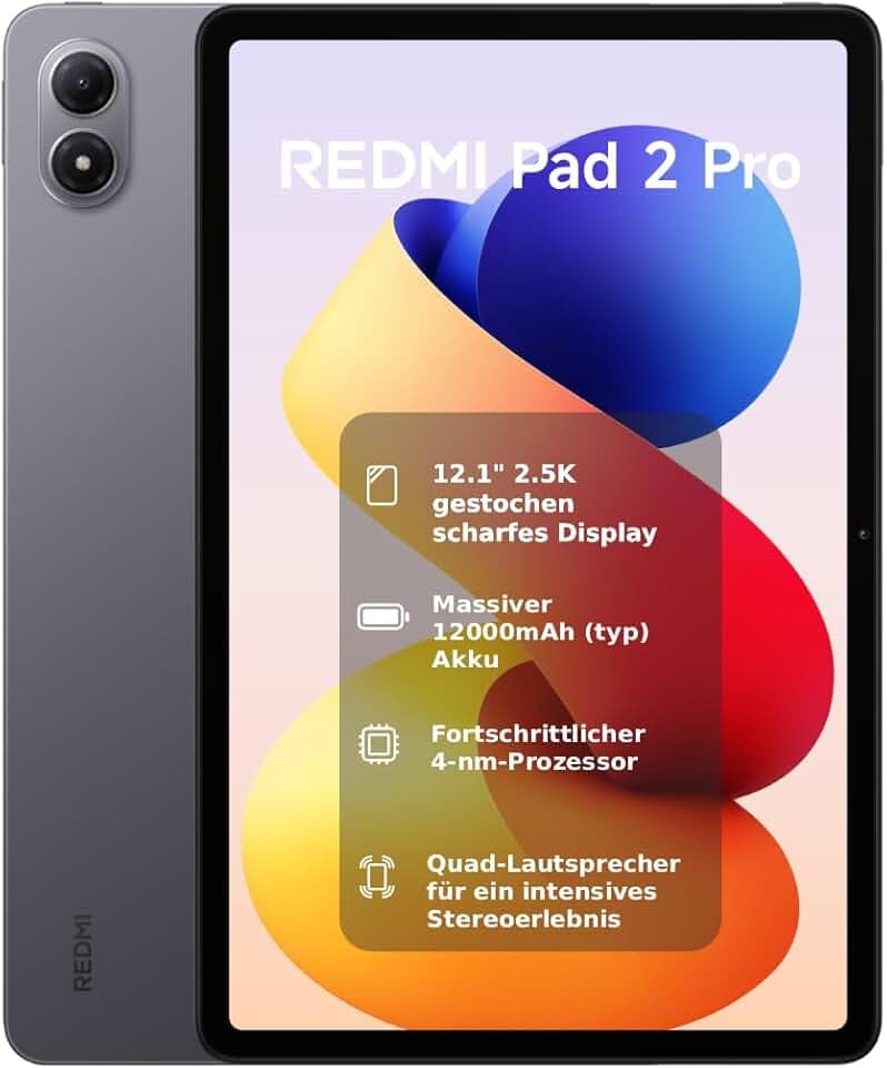 XIAOMI REDMI Pad 2 Pro, 8+256GB, 12,1" 2,5K 120Hz Display, Graphitgrau
