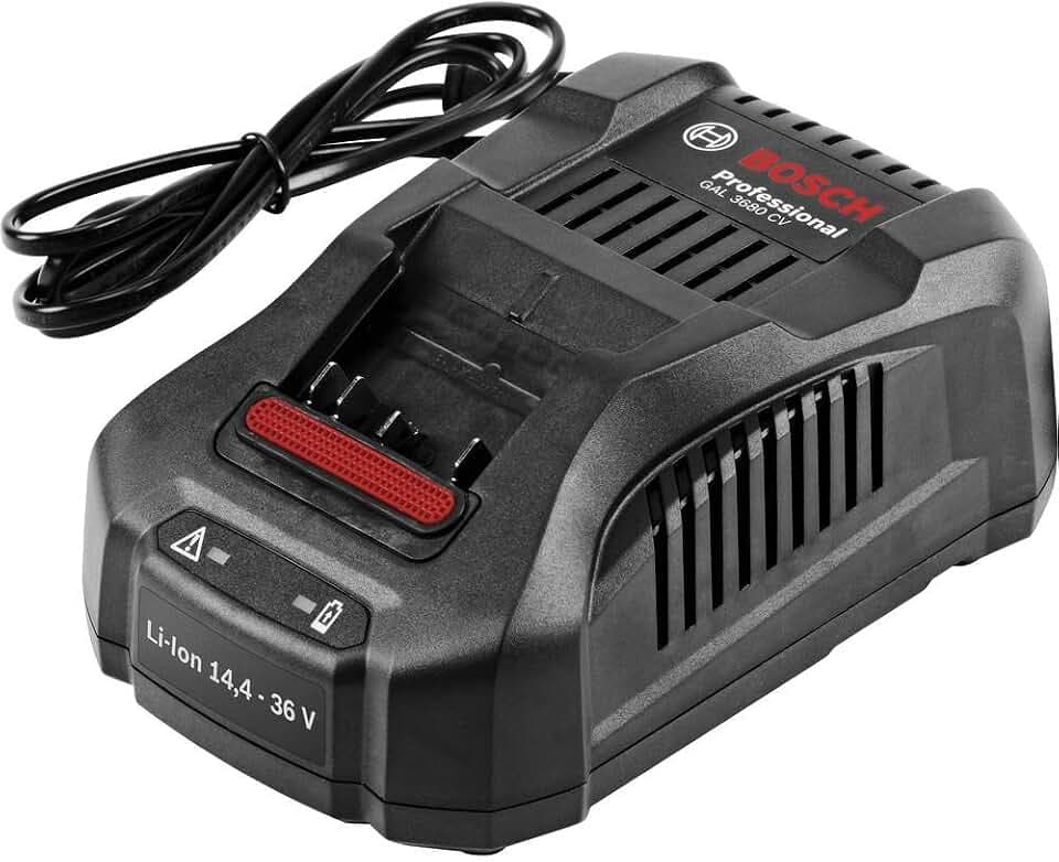 Bosch Professional Akku Ladegerät GAL 3680 CV (Multivolt-Schnellladegerät für alle Li-Ion-Akkus von 14,4-36 Volt, im Karton), Schwarz