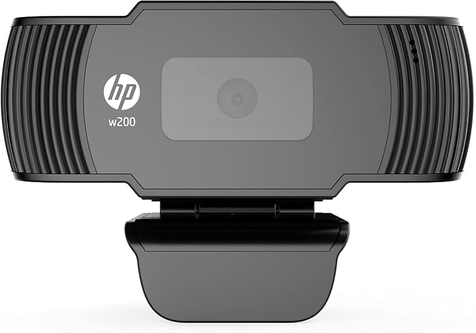 HP w200 HD 720P 30 FPS Digital Webcam with Built-in Mic, Plug and Play Setup, Wide-Angle View for Video Calling on Skype, Zoom, Microsoft Teams and Apps (20L58AA, Black)