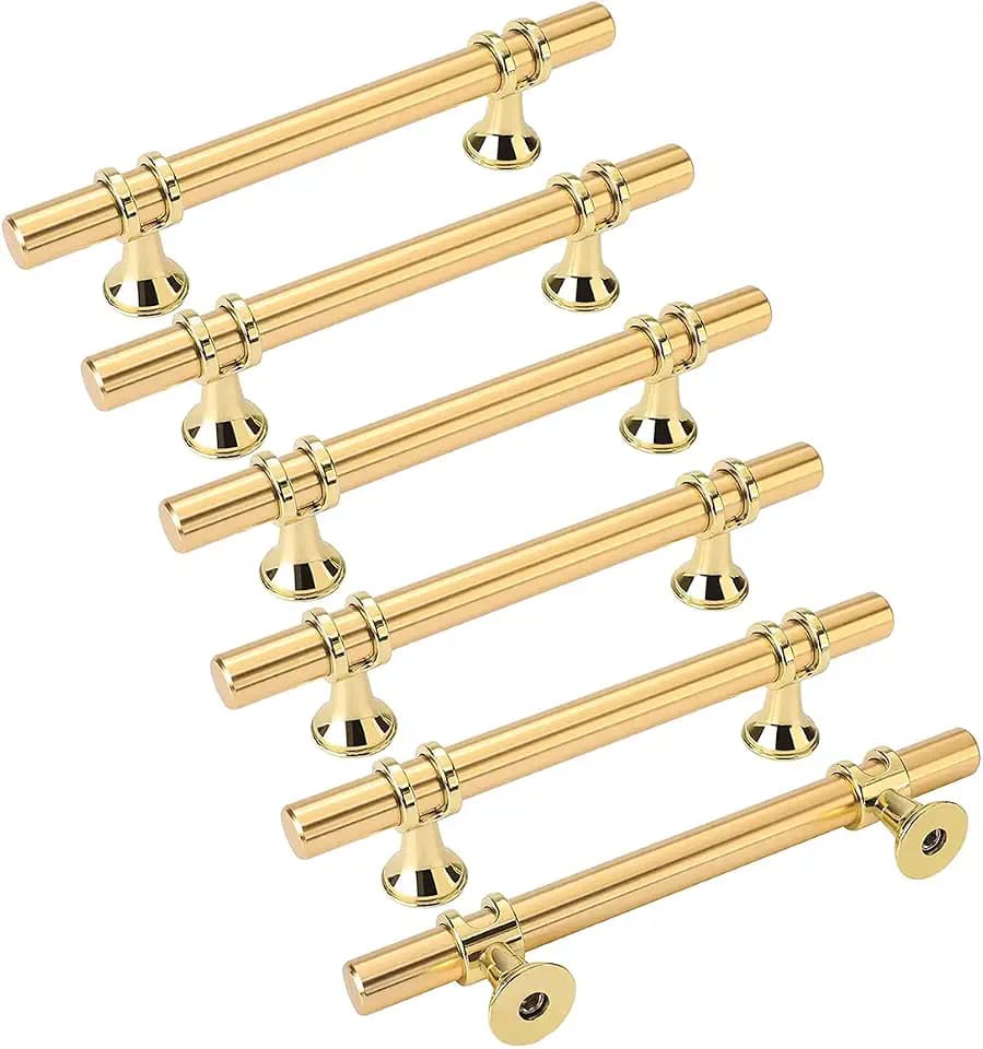 6 Stück Möbelgriffe Gold Griff - Möbelgriffe Gold Griffe für Küchenschränke Gold Küchengriffe lochabstand 96mm