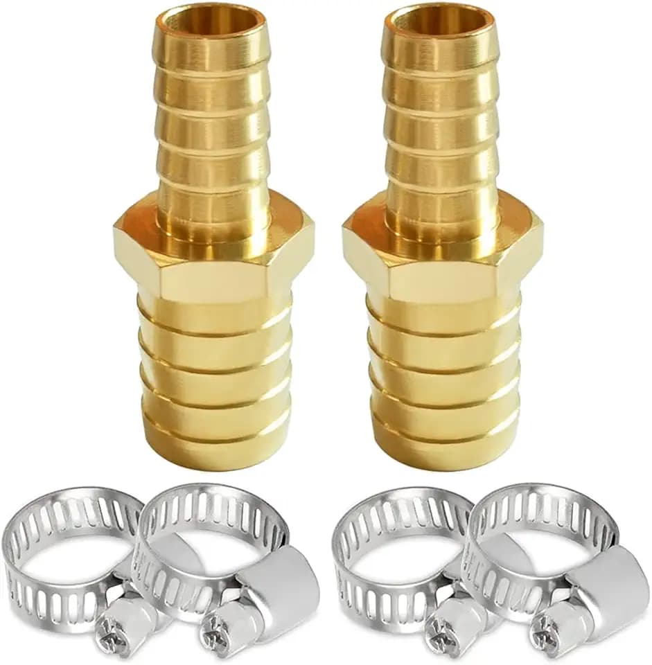 Uenede Brass 1/4" to 5/8" Barb Reducer Hose Barbed Fittings, 2PCS Hex