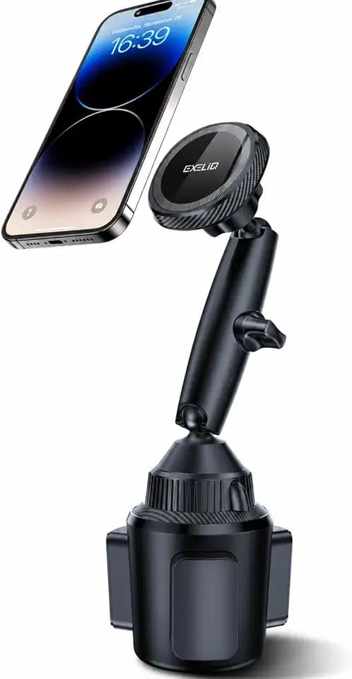 EXELIQ Magnetic Cup Holder Phone Cradle for Magsafe, Flexible Tri-Pivot Arm