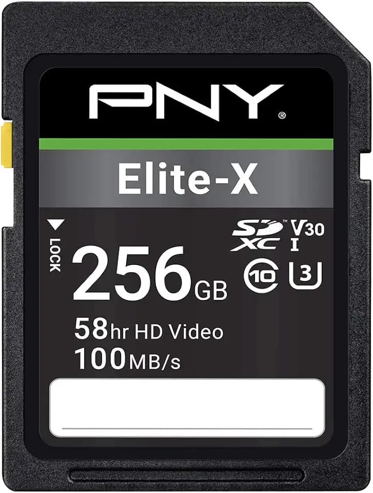 PNY 256GB Elite-X C10 U3 V30 SDXC Flash Memory Card, UHS-I, 4K UHD