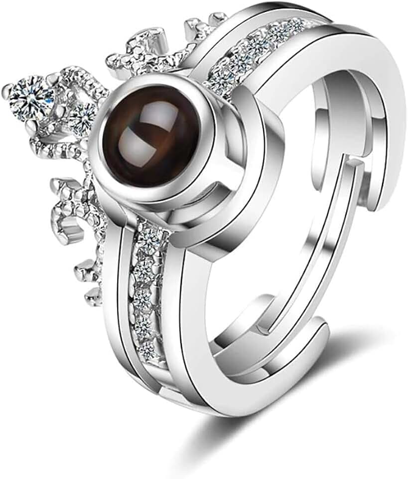 Verstellbarer Liebeskronenring aus 925 Sterling Silber mit 5A-Zirkonen für Frauen, Hochzeit, Verlobung, Jubiläum oder romantisches Geschenk