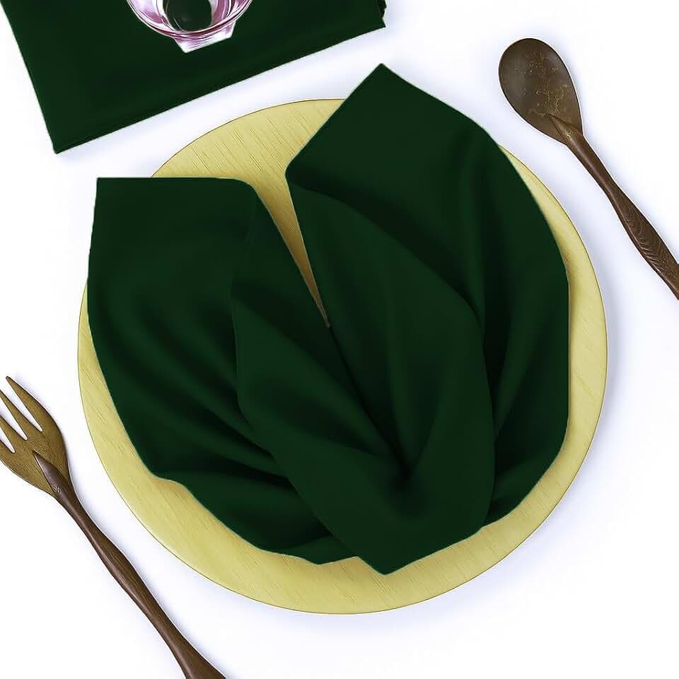 Pack of 50 Polyester Napkins 17 x 17 Inch for Dinner Table, Hunter Green