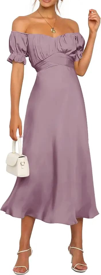 KIRUNDO Women's Satin Summer Wedding Guest Cocktail Dress