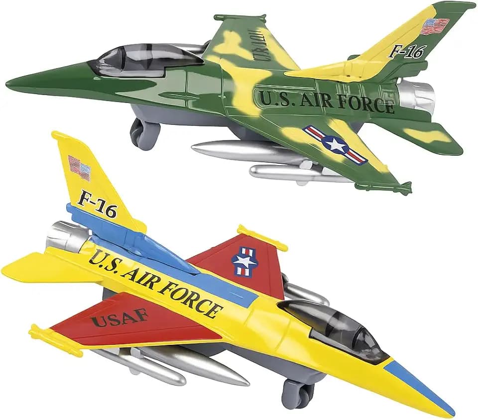 ArtCreativity Diecast F-16 Jets, 2 Pullback Metal Toy Airplanes, 7.5 inches