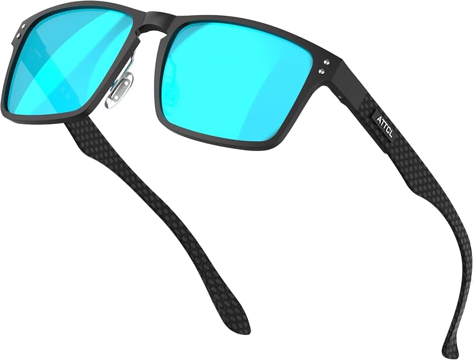 ATTCL Rechteckig Herren Polarisierte Sonnenbrille: Polarisiert UV400 Schutz Rechteckig Metallrahmen und Kohlefaser Sonnenbrillen