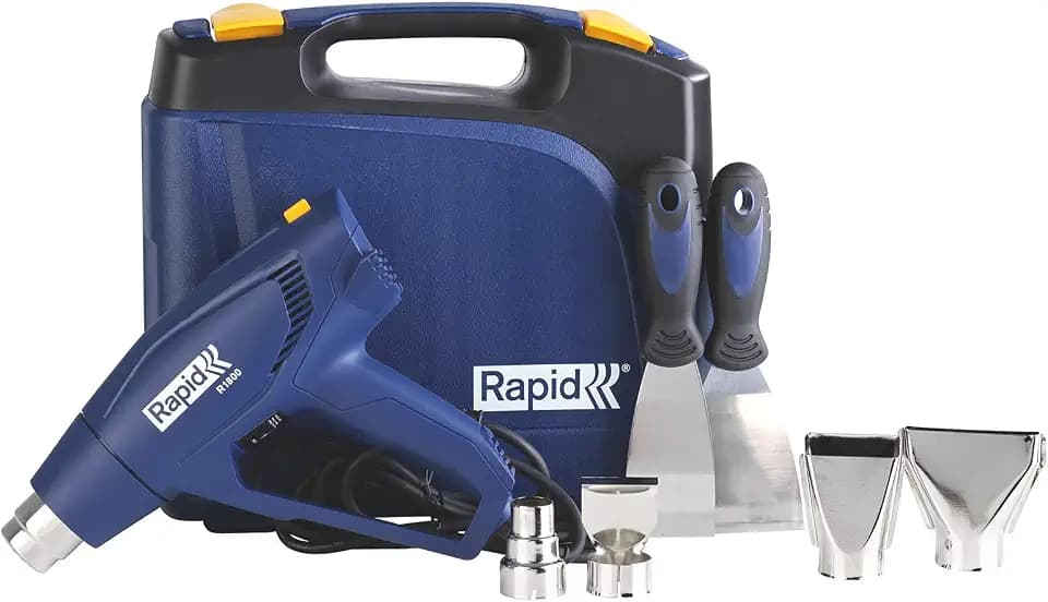 Rapid Heißluftpistole R1800 inkl. 4 Düsen, 2 Farbschaber, 1800W, 300-550°C