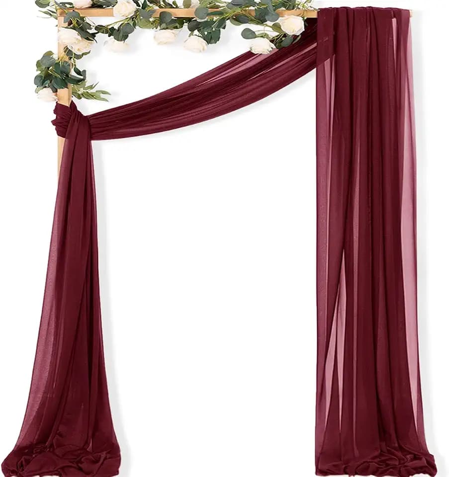 Sheer Gauze Wedding Arch Draping Fabric 29" x 20 FT 1 Panel Wine Red