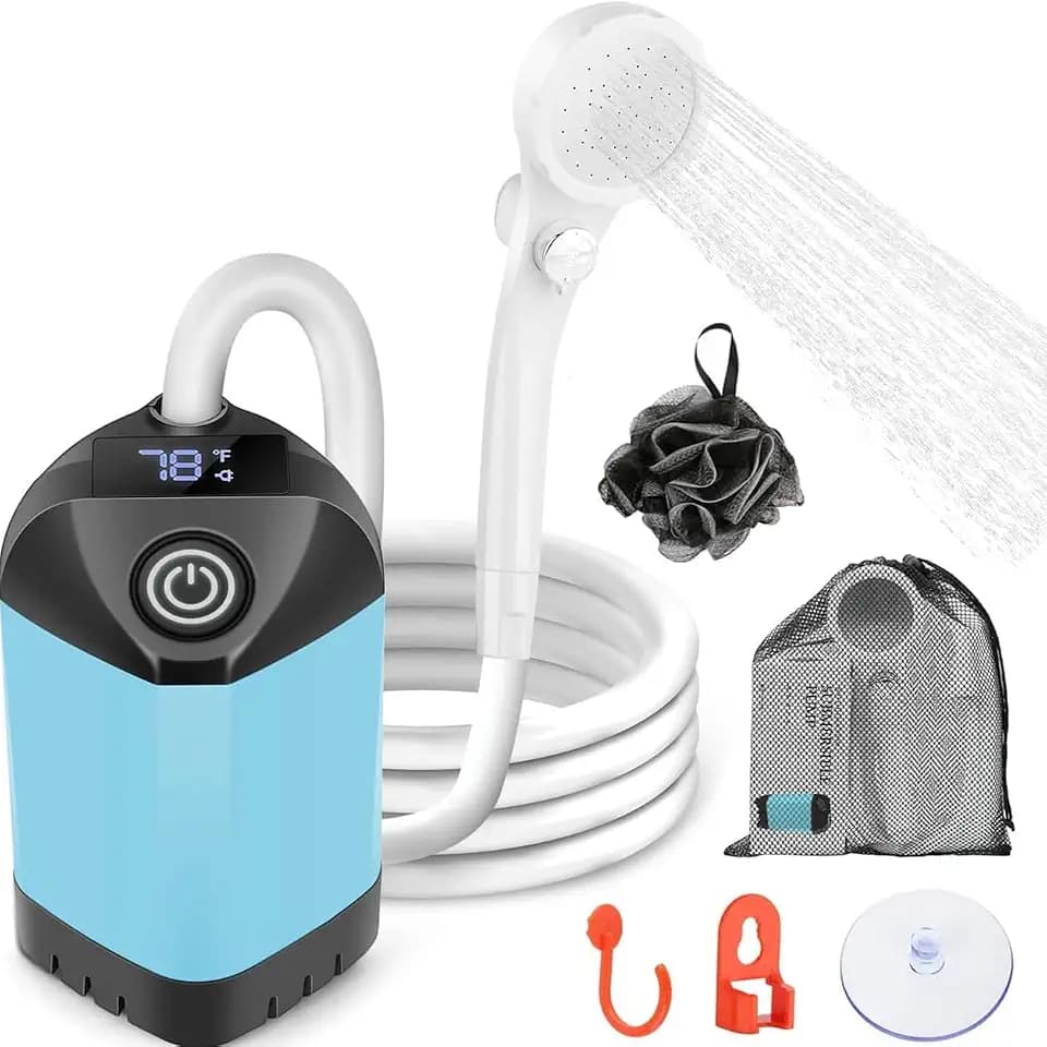 Portable Shower for Camping, Rechargeable Camping Shower with LED Display
