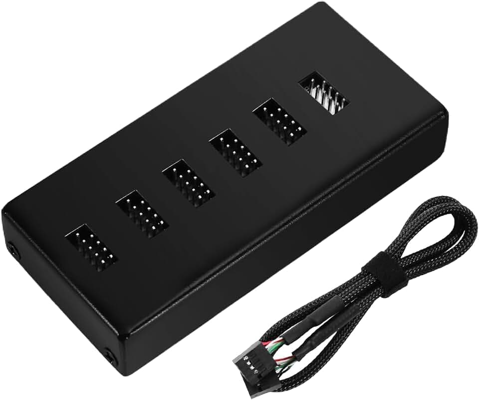 Internal PC USB 2.0 9-Pin Expansion Hub - 1 to 5 Port Magnetic Splitter
