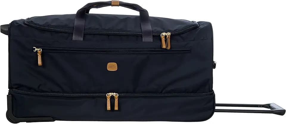 Bric’s X-Travel 30-Inch Rolling Shoe Duffle, Wheeled Travel Bag with Dual-Access Shoe Compartment, Telescoping Handle, Tie-Down Straps and Leather Top Handle – Navy