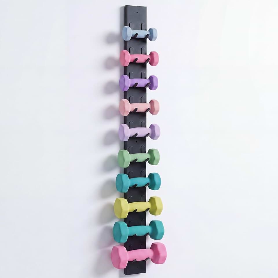 Zonon 50 Inch Dumbbell Wall Rack 10 Capacity Metal Heavy Duty Dumbbell Storage Holder for Space-Saving Home Gym Hardware Included