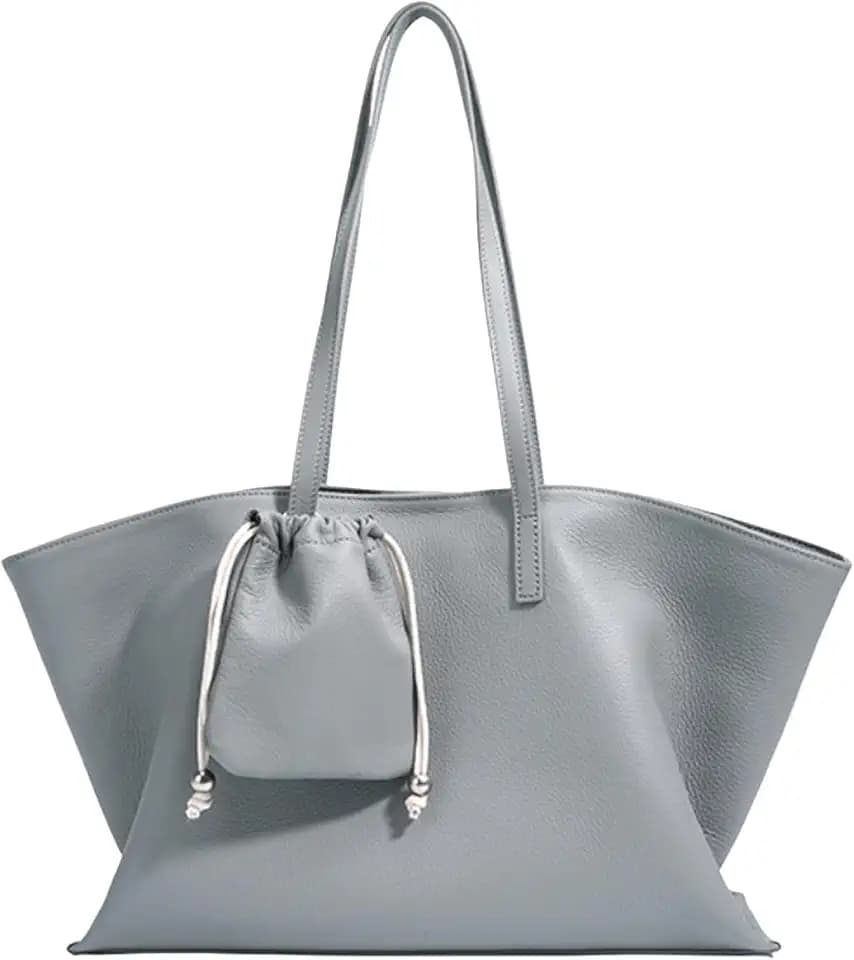 Genuine Leather Tote Bag for Women, Soft Purses Handbags Shoulder Fashion Top Handle Bag Large Capacity