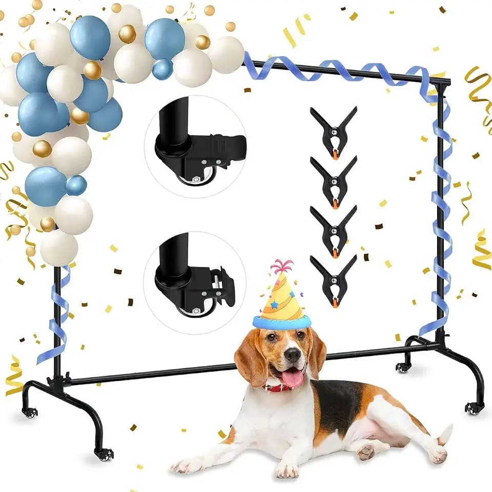 Backdrop Stand with Wheels, 10x7ft (WxH) Adjustable Photo Background Stand, Heavy Duty, Banner Backdrop Stand for Party Decoration/Photography/Birthday/Studio
