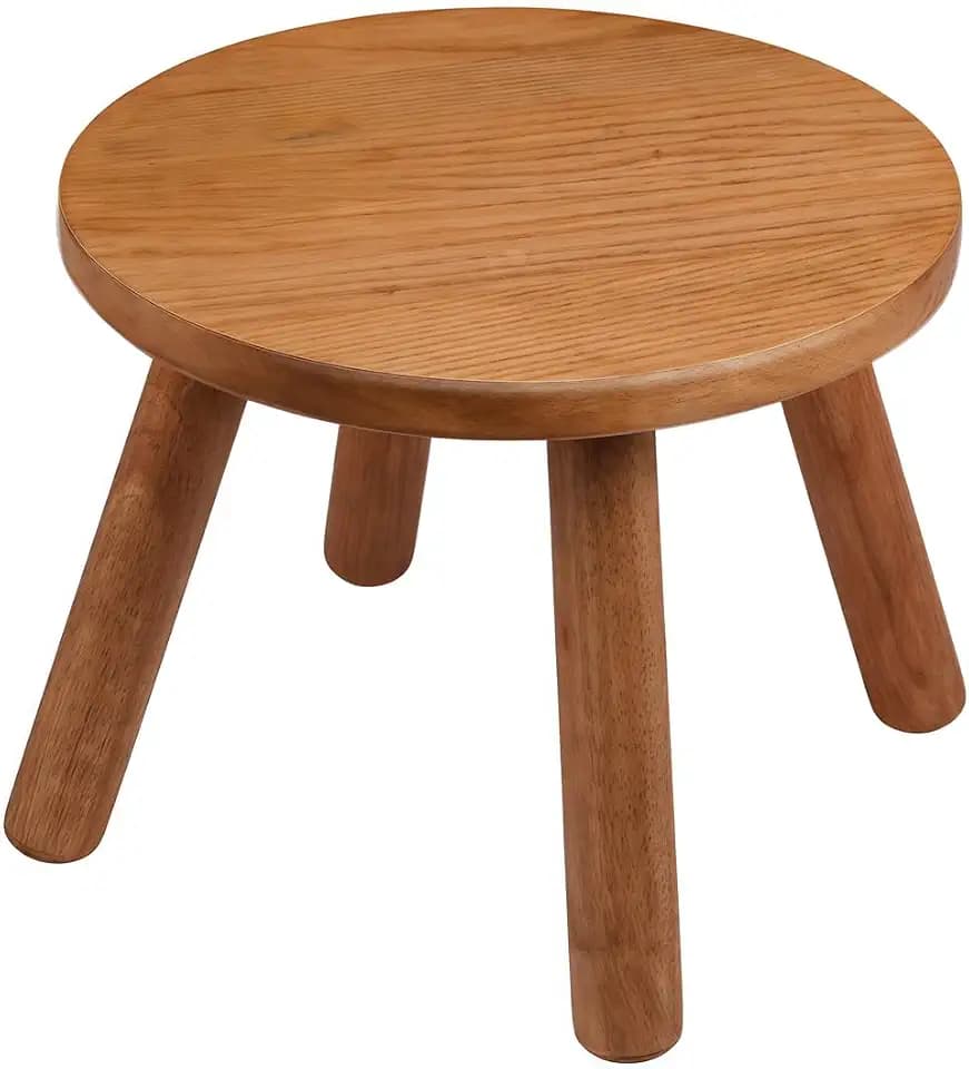 Round Wooden Step Stool,Plant Stool,Plant Stand,Walnut,9.3" H