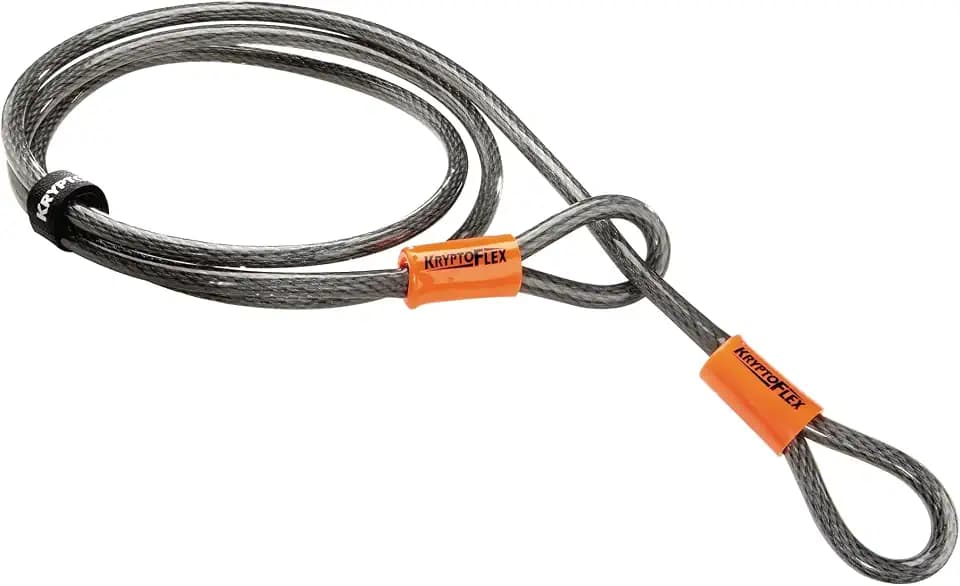 KryptoFlex 710 Double Loop Security Cable, 7FT Long Braided Steel Flex Bike Lock Anti-Theft Cable with Looped Ends for Outdoor Equipment, U-Lock and Padlock, 10mm Thick